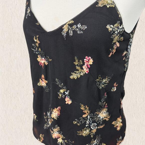 Banana‎ Republic black sequin floral cami top - Size XS - fairycore whimsygoth - Picture 4 of 8